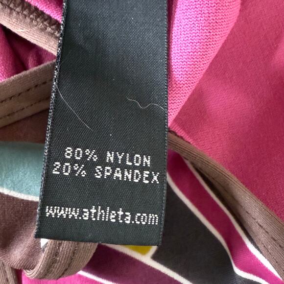 Y2K Athleta Mod Retro Print Bikini Top Coconut Girl SoCal Surfer Beach Summer M - Picture 6 of 6